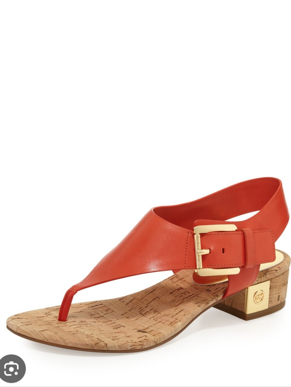 NWOT Michael Kors London Bold Orange Leather Slingback Sandal Gold Buckle